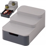 Organizator de bucătărie cu trei niveluri, cu sertar, din plastic gri