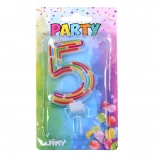 Lumânare pentru petrecere cifra 5 – dungi