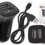 Încărcător auto dual rapid 2x USB 2.1 A cu cablu Lightning L-BRND