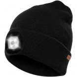 Căciulă de iarnă cu lumină LED USB - Beanie neagră