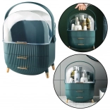 Organizator pentru produse cosmetice cu capac transparent și două sertare verde