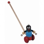 Jucărie de împins din lemn Krteček cu clopoței