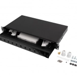 Patch panel optic 19'' 1U, 12× SC simplex / 12× LC duplex, extractibil, negru + accesorii