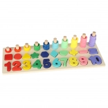 Sorter și abac educațional din lemn 2‑în‑1 montessori 13 × 36 cm