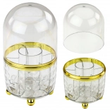 Organizator pentru cosmetice cu bază rotativă și capac transparent