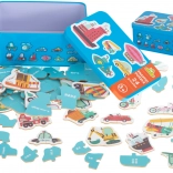 Puzzle în Cutie Metalică Vehicule