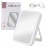 Oglindă cosmetică cu iluminare LED, tactilă, 3 moduri de lumină, înclinare 90°, albă