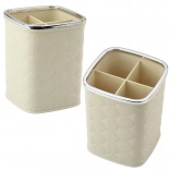 Organizator pentru pensule, cu patru compartimente, alb, 12 × 9,5 cm