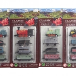 Set de locomotive metalice cu locomotivă și trei vagoane