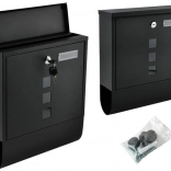 Cutie poștală pentru scrisori A4 cu suport pentru ziare – negru