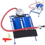 Pompă de picior auto cu piston dublu și adaptoare pentru biciclete