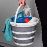 Găleată pliabilă din silicon ranforsat 10 l – Gri-alb