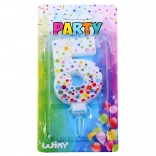 Lumânare de petrecere cifra 5 cu buline