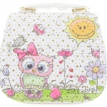 Geantă pentru copii cu bufniță, albă